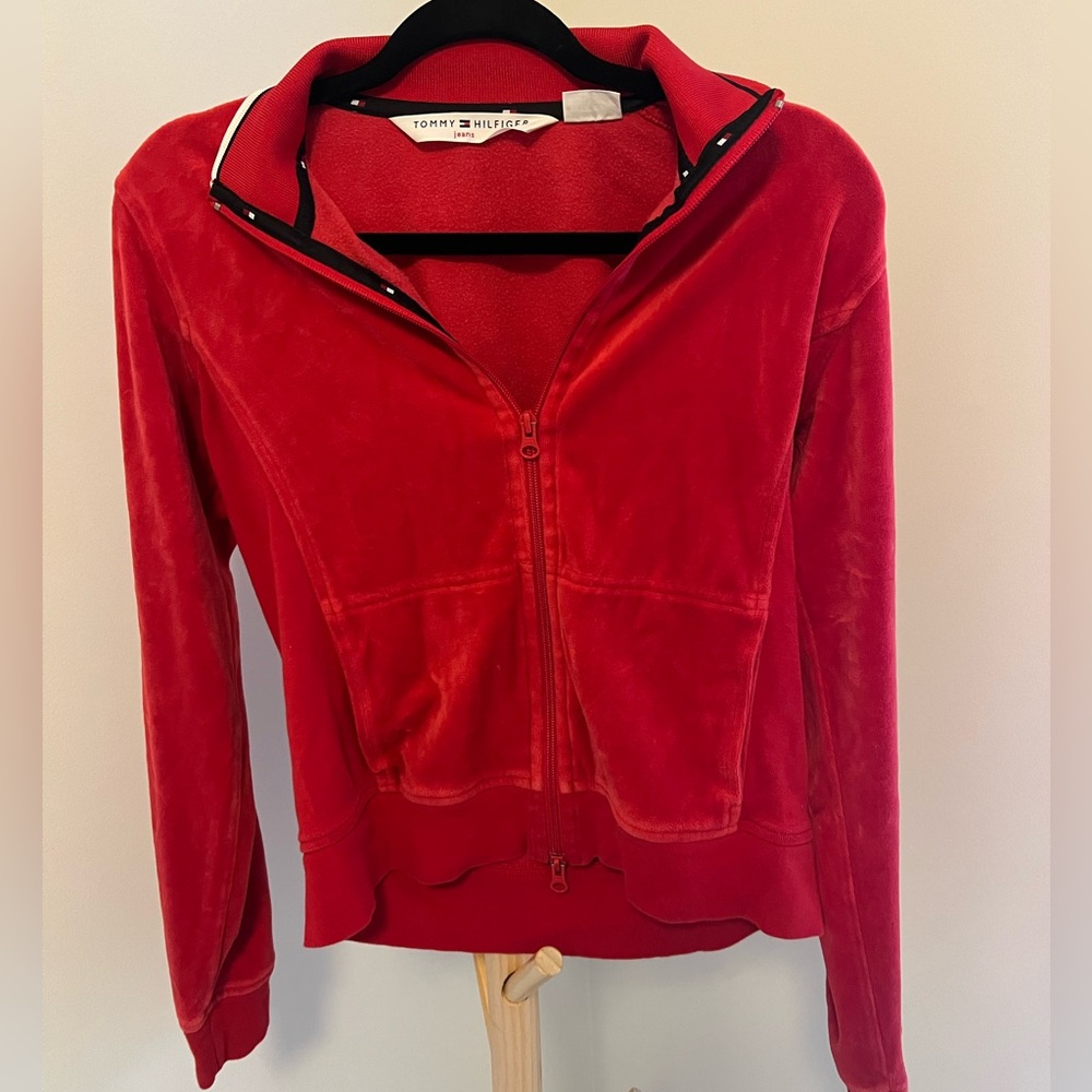 y2k red Tommy track jacket